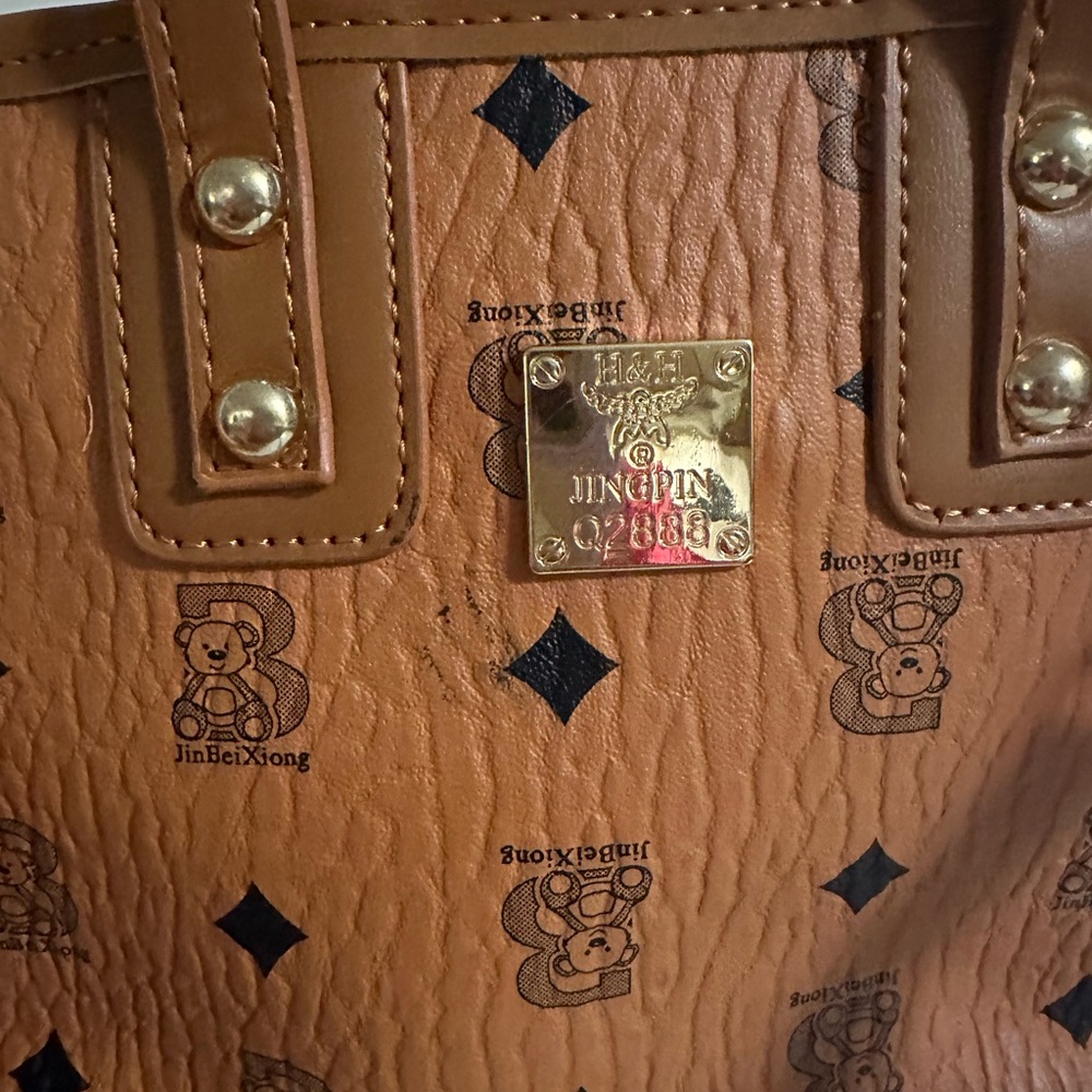 H&H Jingpin Brown Tote Handbag with Gold Accents - Picture 6 of 8